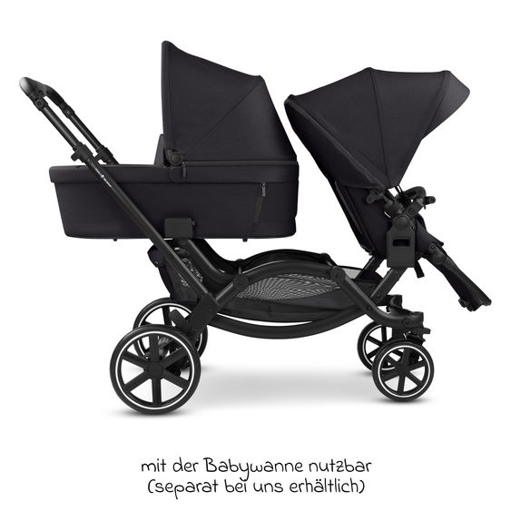 ABC Design Geschwisterwagen & Zwillingskinderwagen Zoom 2 inkl. 2 Sportsitze, 2x Keilkissen & 2x Einlagen - Pure - Coal