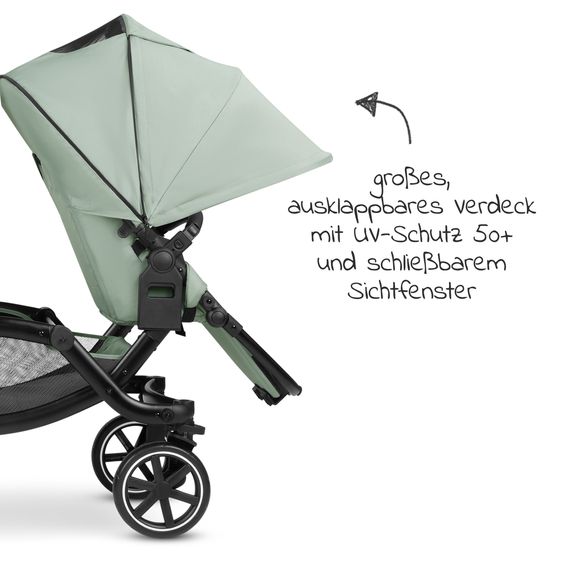 ABC Design Passeggino fratellare e passeggino gemellare Zoom - Set economico da 6 pezzi con 2 seggiolini sportivi, navicella e 2 cunei per la seduta - Pino