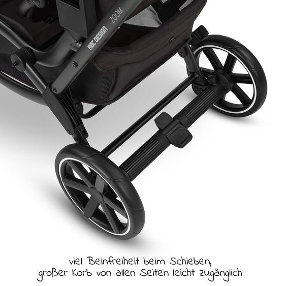 ABC Design Passeggino fratellare e passeggino gemellare Zoom - Set economico da 6 pezzi con 2 seggiolini sportivi, navicella e 2 cunei per la seduta - Pino