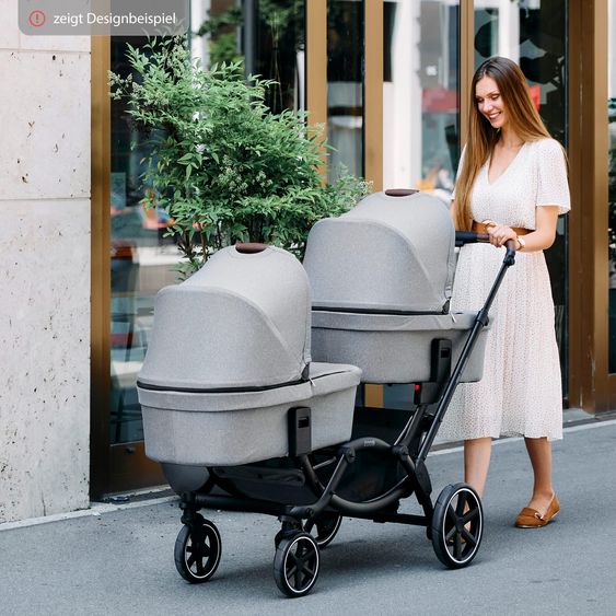 ABC Design Passeggino fratellare e passeggino gemellare Zoom - Set economico da 6 pezzi con 2 seggiolini sportivi, navicella e 2 cunei per la seduta - Pino