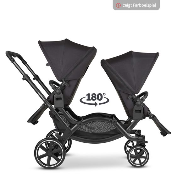 ABC Design Passeggino fratellare e passeggino gemellare Zoom - Set economico da 6 pezzi con 2 seggiolini sportivi, navicella e 2 cunei per la seduta - Pino