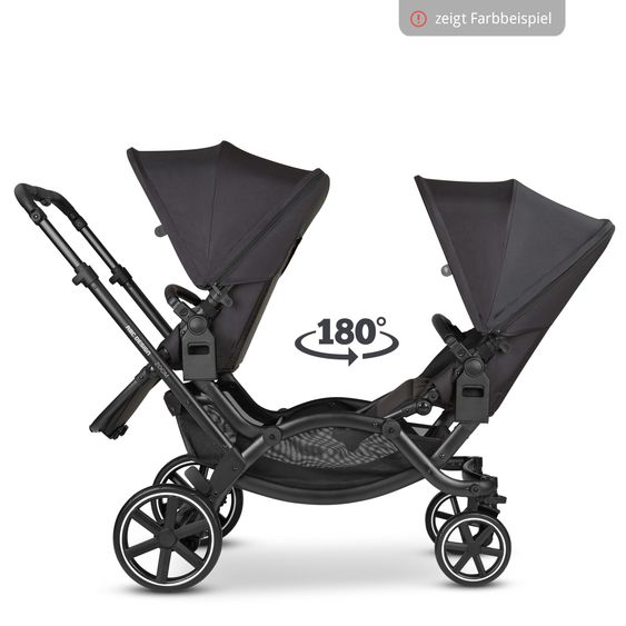 ABC Design Passeggino fratellare e passeggino gemellare Zoom - Set economico da 6 pezzi con 2 seggiolini sportivi, navicella e 2 cunei per la seduta - Pino