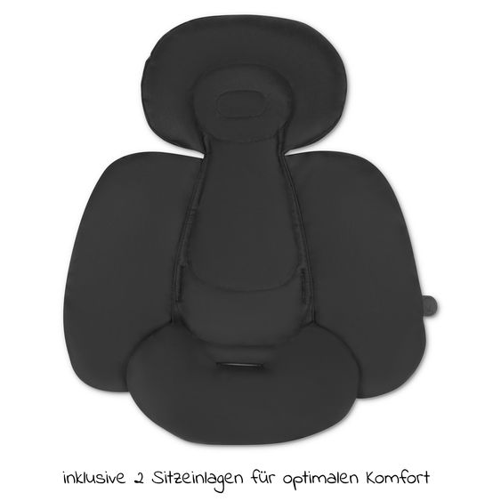 ABC Design Geschwisterwagen & Zwillingskinderwagen Zoom - 8-tlg. Sparset inkl. 2 Sportsitzen, Babywanne, Babyschale Tulip und 2x Sitzkeil - Ink