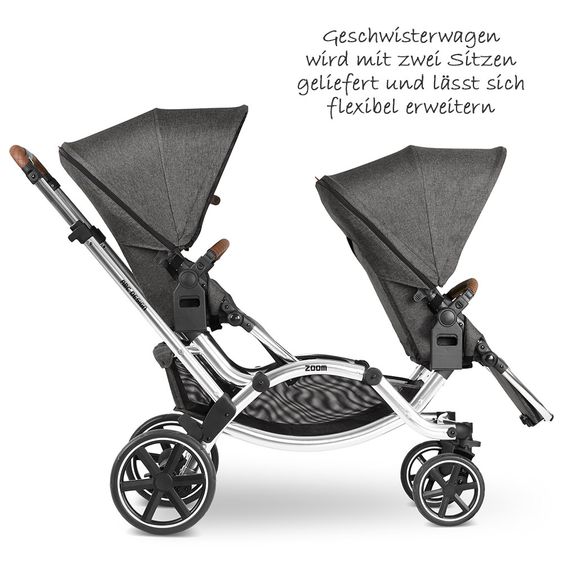 ABC Design Geschwisterwagen & Zwillingskinderwagen Zoom - Diamond Edition - Asphalt