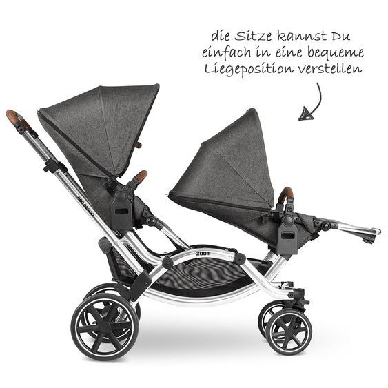 ABC Design Geschwisterwagen & Zwillingskinderwagen Zoom - Diamond Edition - Asphalt
