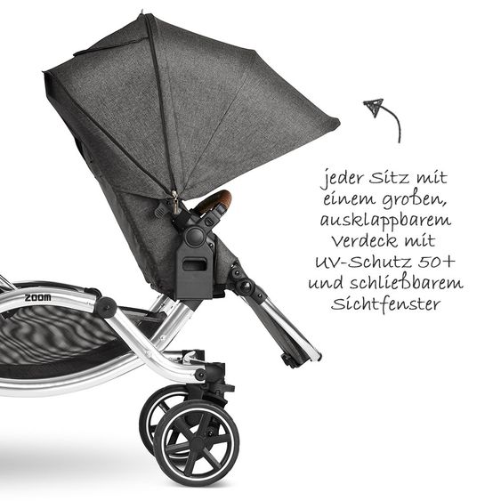 ABC Design Geschwisterwagen & Zwillingskinderwagen Zoom - Diamond Edition - Asphalt