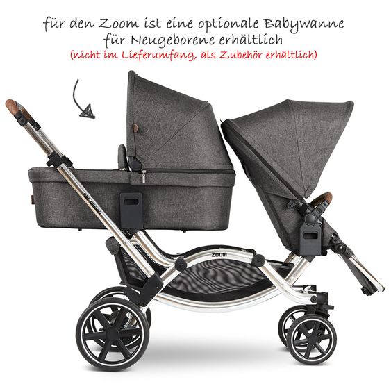 ABC Design Geschwisterwagen & Zwillingskinderwagen Zoom - Diamond Edition - Asphalt