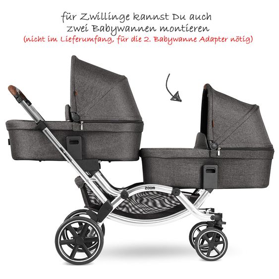 ABC Design Geschwisterwagen & Zwillingskinderwagen Zoom - Diamond Edition - Asphalt