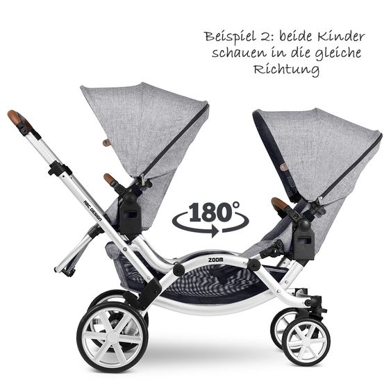 ABC Design Geschwisterwagen & Zwillingskinderwagen Zoom - Graphite Grey
