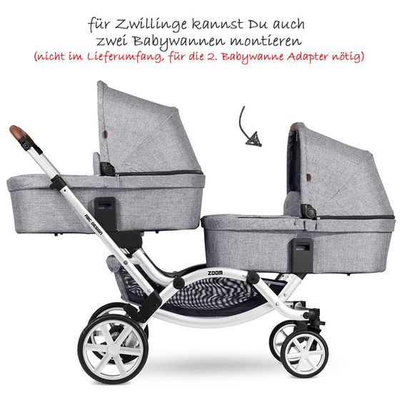 ABC Design Geschwisterwagen & Zwillingskinderwagen Zoom - Graphite Grey
