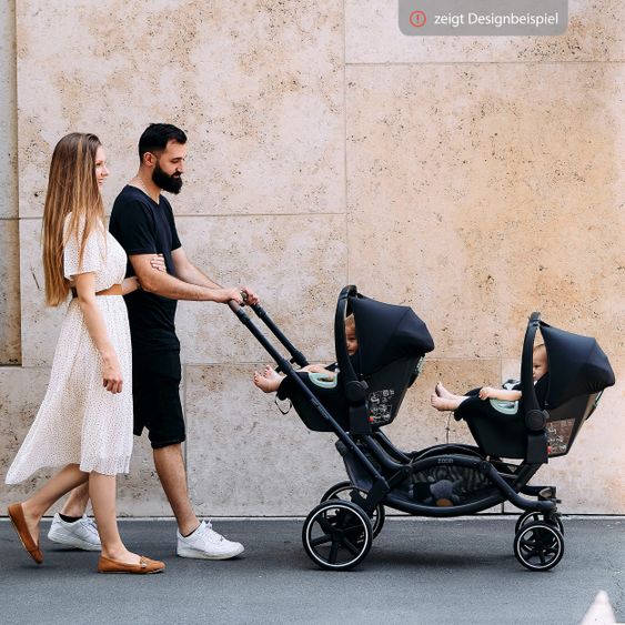 ABC Design Geschwisterwagen & Zwillingskinderwagen Zoom inkl. 2 Sportsitzen, Babywanne und Babyschale Tulip - Classic Edition - Ink