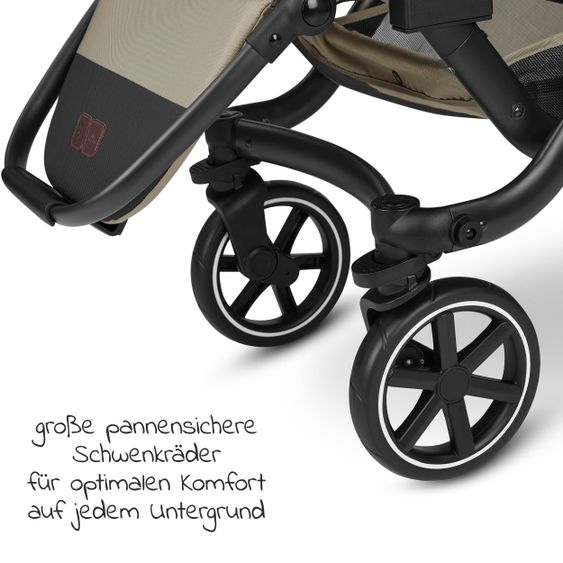 ABC Design Geschwisterwagen & Zwillingskinderwagen Zoom inkl. 2 Sportsitzen, Babywanne und Babyschale Tulip - Classic Edition - Reed