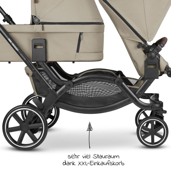 ABC Design Geschwisterwagen & Zwillingskinderwagen Zoom inkl. 2 Sportsitzen, Babywanne und Babyschale Tulip - Classic Edition - Reed