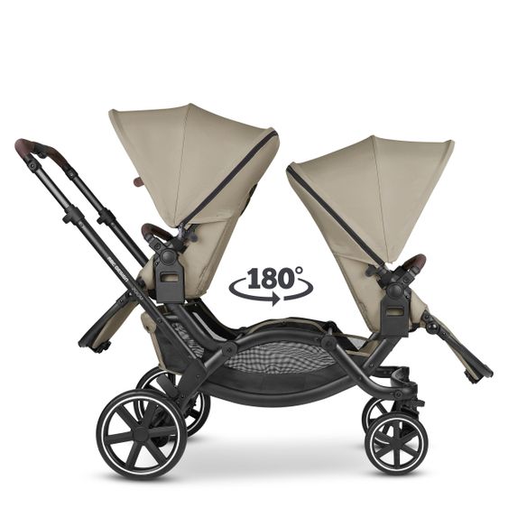 ABC Design Geschwisterwagen & Zwillingskinderwagen Zoom inkl. 2 Sportsitzen, Babywanne und Babyschale Tulip - Classic Edition - Reed