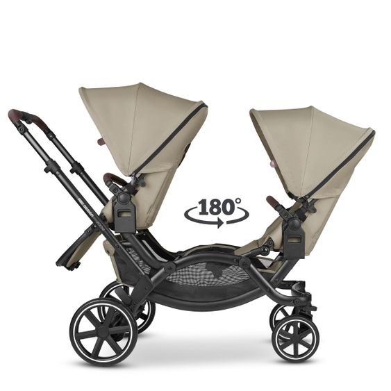 ABC Design Geschwisterwagen & Zwillingskinderwagen Zoom inkl. 2 Sportsitzen, Babywanne und Babyschale Tulip - Classic Edition - Reed