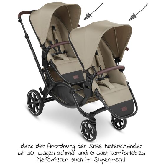 ABC Design Geschwisterwagen & Zwillingskinderwagen Zoom inkl. 2 Sportsitzen, Babywanne und Babyschale Tulip - Classic Edition - Reed