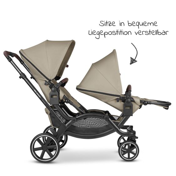 ABC Design Geschwisterwagen & Zwillingskinderwagen Zoom inkl. 2 Sportsitzen, Babywanne und Babyschale Tulip - Classic Edition - Reed