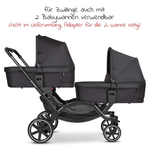 ABC Design Geschwisterwagen & Zwillingskinderwagen Zoom inkl. 2 Sportsitzen - Classic Edition - Ink
