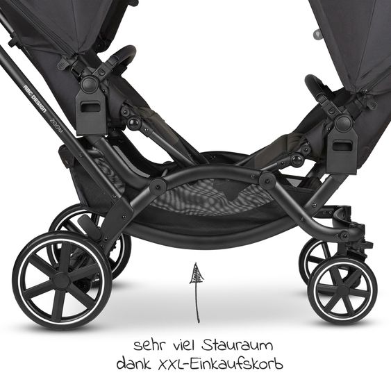 ABC Design Sibling baby carriage & twin baby carriage Zoom incl. 2 sports seats and 2x seat wedge - Ink