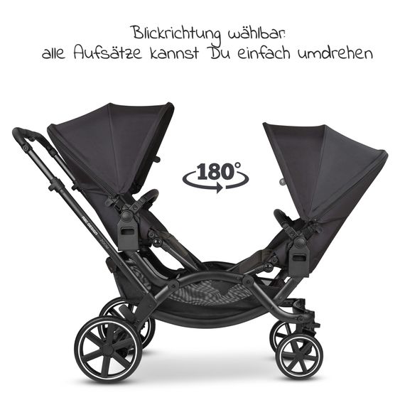 ABC Design Sibling baby carriage & twin baby carriage Zoom incl. 2 sports seats and 2x seat wedge - Ink