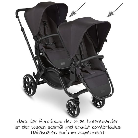 ABC Design Sibling baby carriage & twin baby carriage Zoom incl. 2 sports seats and 2x seat wedge - Ink