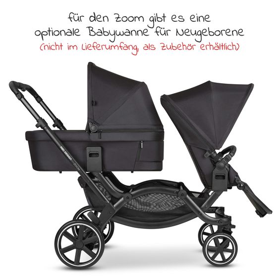 ABC Design Sibling baby carriage & twin baby carriage Zoom incl. 2 sports seats and 2x seat wedge - Ink