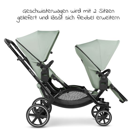 ABC Design Sibling baby carriage & twin baby carriage Zoom incl. 2 sports seats and 2x seat wedge - Pine