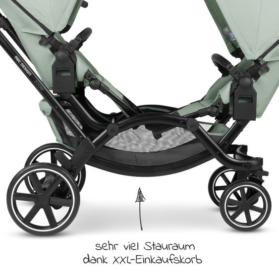 ABC Design Sibling baby carriage & twin baby carriage Zoom incl. 2 sports seats and 2x seat wedge - Pine