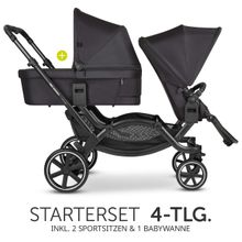 Geschwisterwagen & Zwillingskinderwagen Zoom inkl. 2 Sportsitzen und Babywanne - Classic Edition - Ink