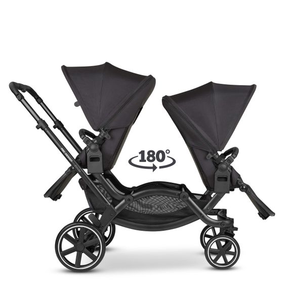 ABC Design Geschwisterwagen & Zwillingskinderwagen Zoom inkl. 2 Sportsitzen und Babywanne - Classic Edition - Ink