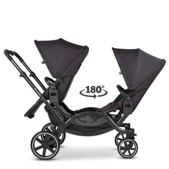 ABC Design Geschwisterwagen & Zwillingskinderwagen Zoom inkl. 2 Sportsitzen und Babywanne - Classic Edition - Ink