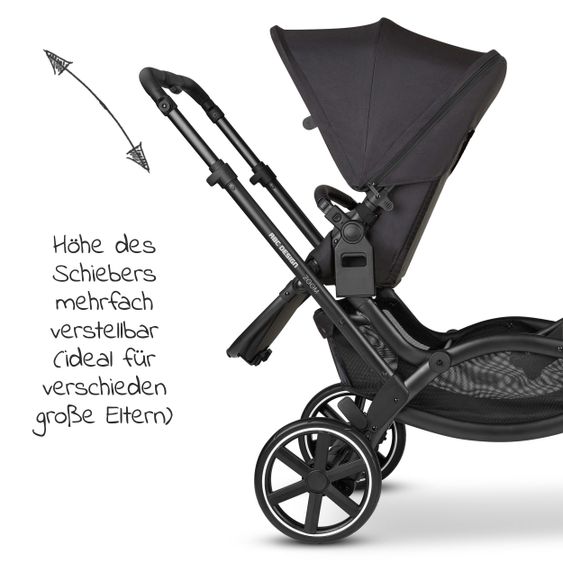 ABC Design Geschwisterwagen & Zwillingskinderwagen Zoom inkl. 2 Sportsitzen und Babywanne - Classic Edition - Ink