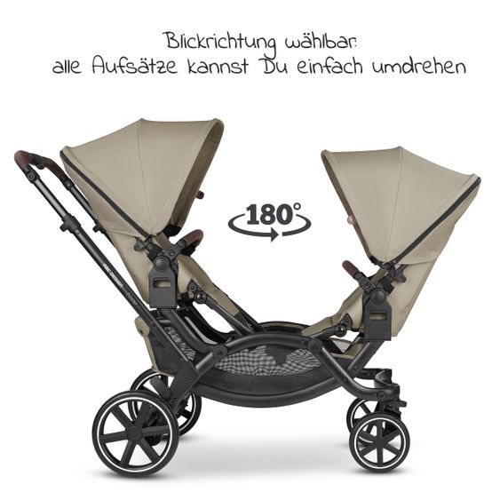 ABC Design Geschwisterwagen & Zwillingskinderwagen Zoom inkl. 2 Sportsitzen und Babywanne - Classic Edition - Reed