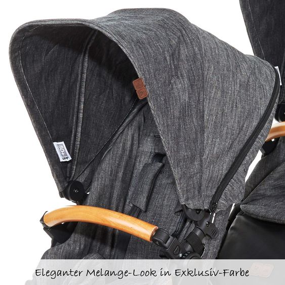 ABC Design Geschwisterwagen & Zwillingskinderwagen Zoom inkl. Tragewanne und Wickeltasche - Wood