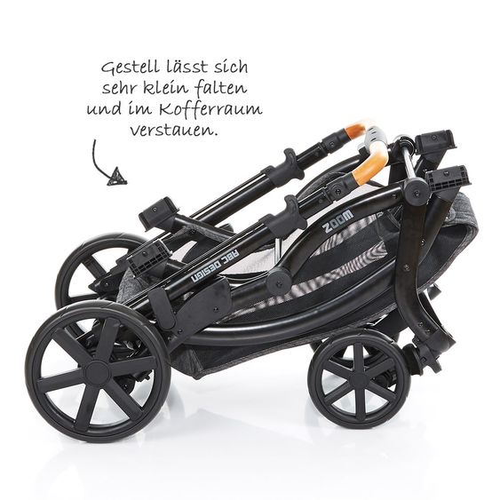 ABC Design Geschwisterwagen & Zwillingskinderwagen Zoom inkl. Tragewanne und Wickeltasche - Wood
