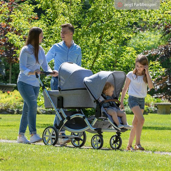 ABC Design Geschwisterwagen & Zwillingskinderwagen Zoom inkl. Tragewanne und Wickeltasche - Wood