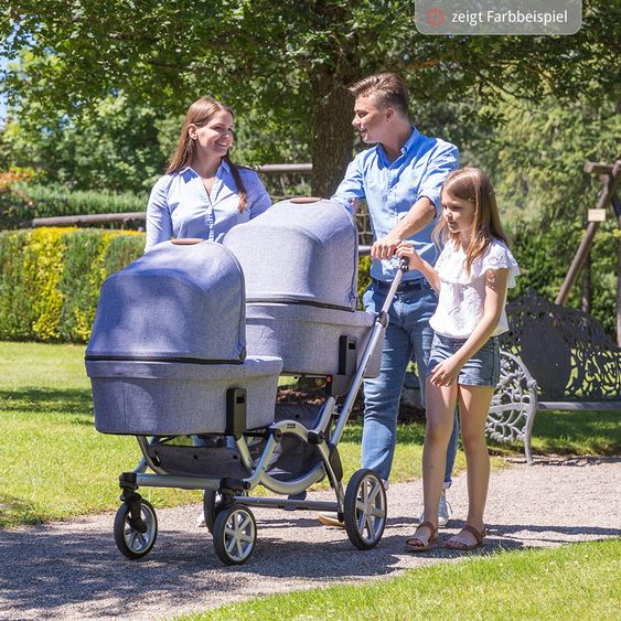 ABC Design Geschwisterwagen & Zwillingskinderwagen Zoom inkl. Tragewanne und Wickeltasche - Wood