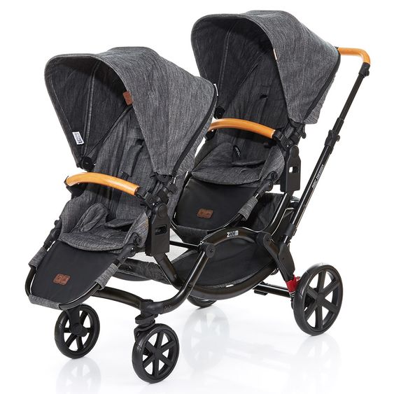 ABC Design Geschwisterwagen & Zwillingskinderwagen Zoom inkl. Tragewanne und Wickeltasche - Wood