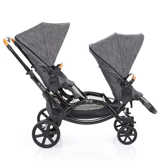 ABC Design Geschwisterwagen & Zwillingskinderwagen Zoom inkl. Tragewanne und Wickeltasche - Wood