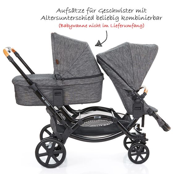 ABC Design Geschwisterwagen & Zwillingskinderwagen Zoom - Sonderserie Wood