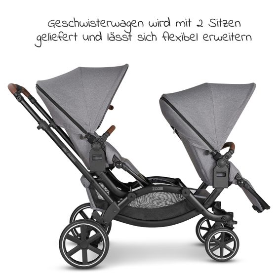 ABC Design Geschwisterwagen & Zwillingskinderwagen Zoom - Tin