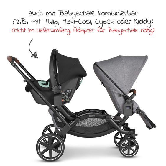 ABC Design Geschwisterwagen & Zwillingskinderwagen Zoom - Tin