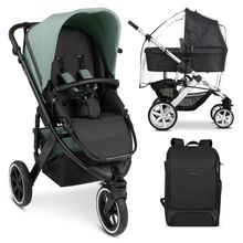 Jogger Salsa Run - Runner with sports approval, pneumatic tires, handbrake incl. changing backpack & rain cover - Aqua
