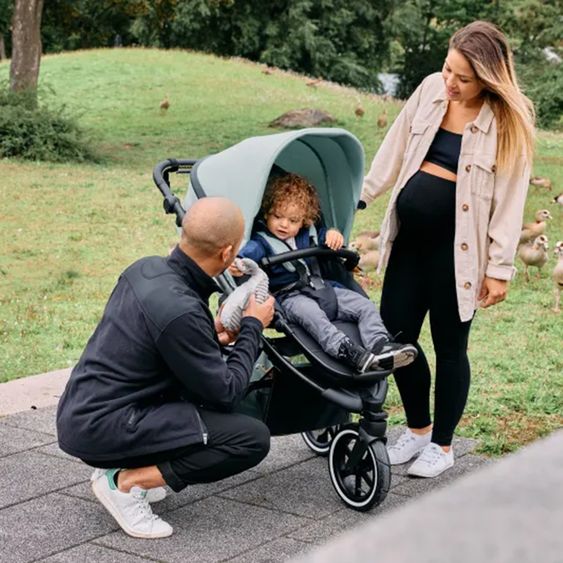 ABC Design Jogger Salsa Run - Runner mit Sportzulassung, Luftbereifung, Handbremse inkl. Wickelrucksack & Regenschutz - Aqua