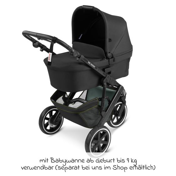 ABC Design Jogger Salsa Run - Runner mit Sportzulassung, Luftbereifung, Handbremse inkl. Wickelrucksack & Regenschutz - Aqua