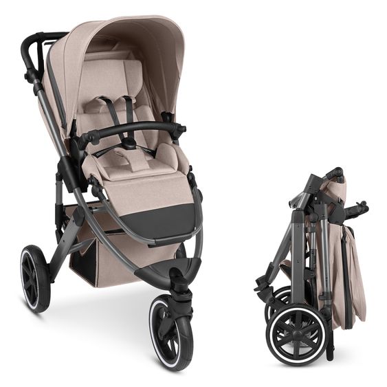 ABC Design Jogger e passeggino Salsa 5 Run con omologazione sportiva, pneumatici, seggiolino e freno a mano - Pure - Camel