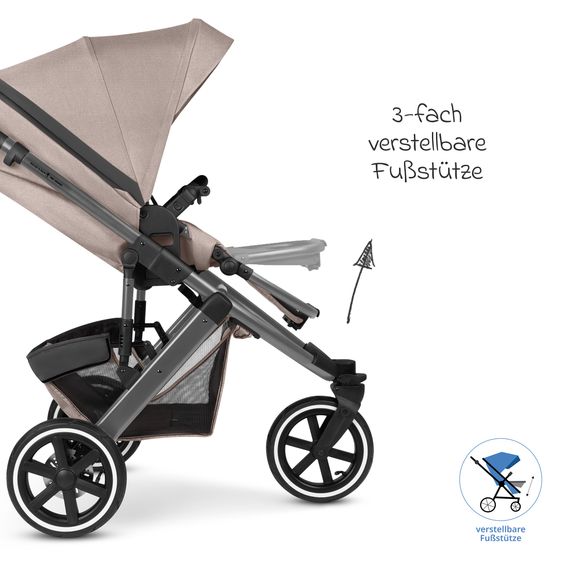 ABC Design Jogger e passeggino Salsa 5 Run con omologazione sportiva, pneumatici, seggiolino e freno a mano - Pure - Camel