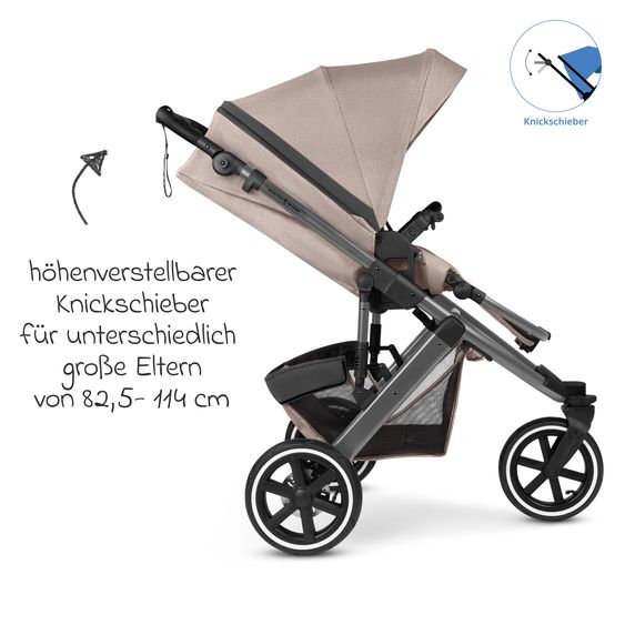 ABC Design Jogger e passeggino Salsa 5 Run con omologazione sportiva, pneumatici, seggiolino e freno a mano - Pure - Camel