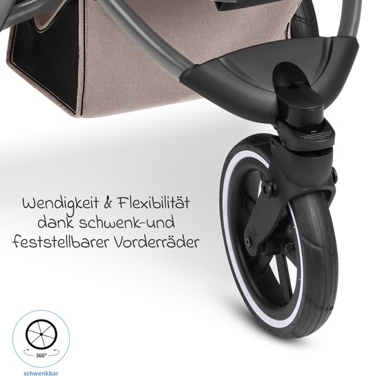 ABC Design Jogger e passeggino Salsa 5 Run con omologazione sportiva, pneumatici, seggiolino e freno a mano - Pure - Camel