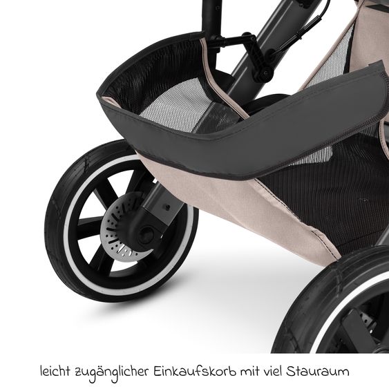 ABC Design Jogger e passeggino Salsa 5 Run con omologazione sportiva, pneumatici, seggiolino e freno a mano - Pure - Camel